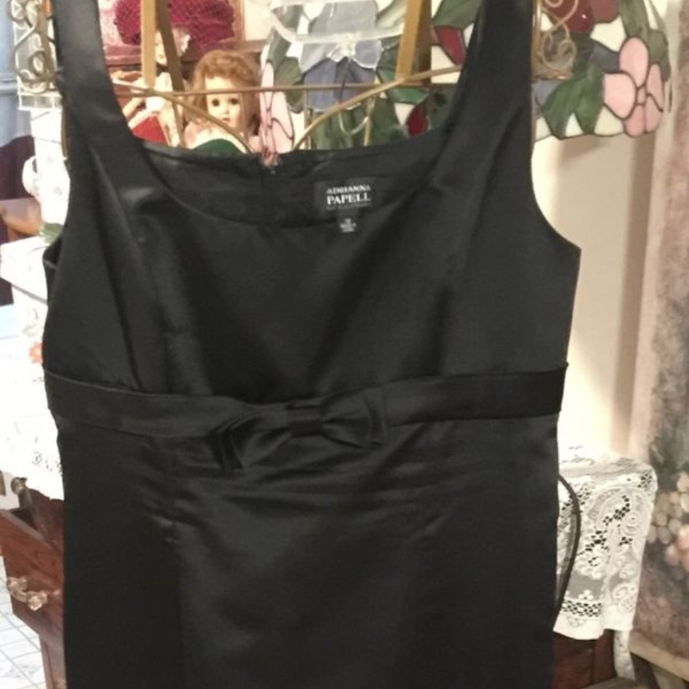 Elegant black satin Vintage misses plus dress